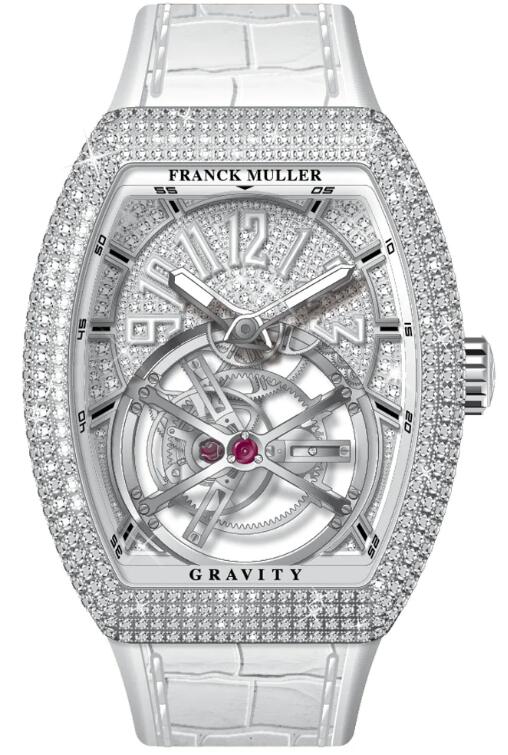 Best FRANCK MULLER Vanguard Gravity Tourbillon Steel Full Diamond - White V 45 T GR CS D CD (BC) (AC) (DIAM.BLC AC) Replica Watch